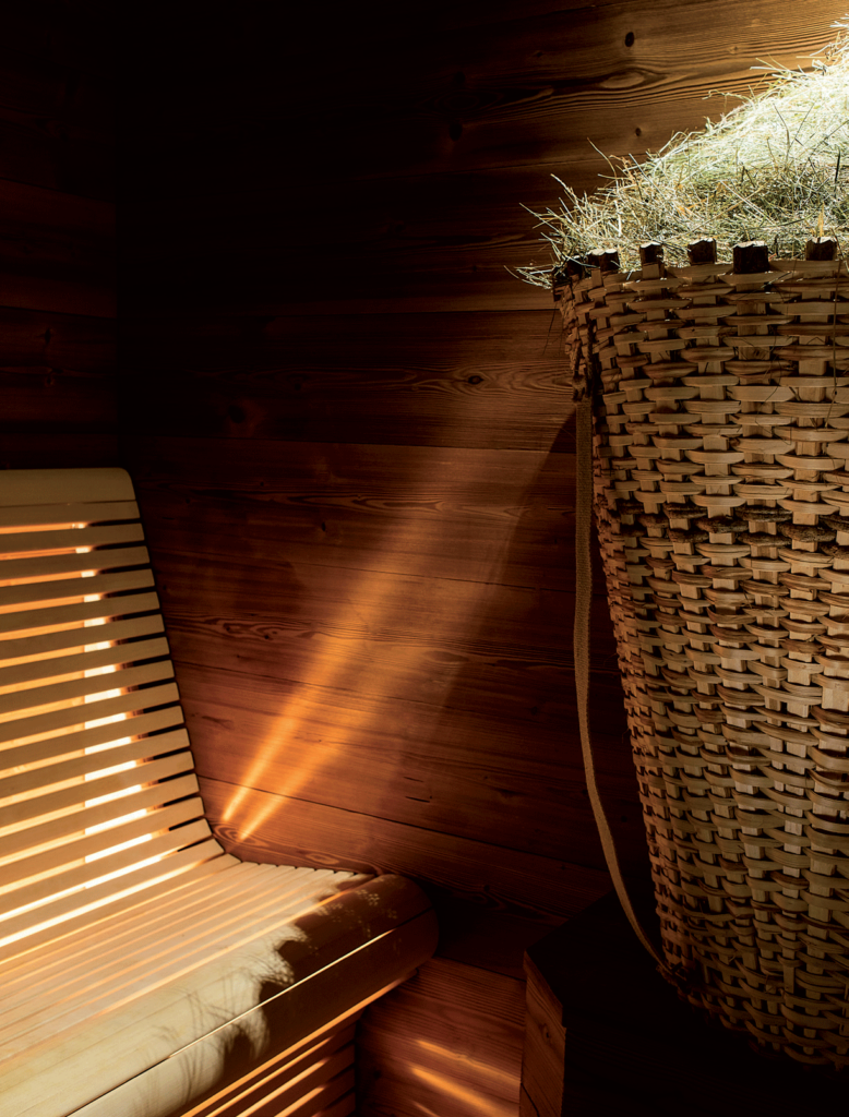 banc intérieur spa en bois